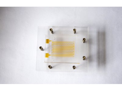 Electrode chip and supporting simple jig (electrochemical experiments)